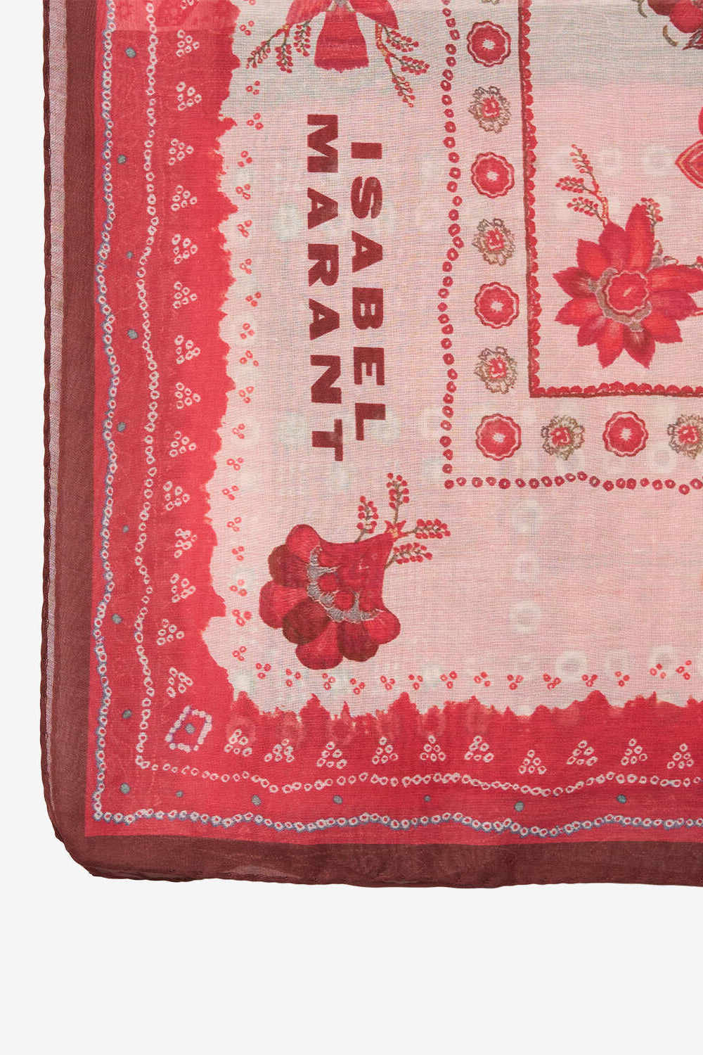 Luana cotton and silk bandana print pareo - Red and ecru - Woman - 2