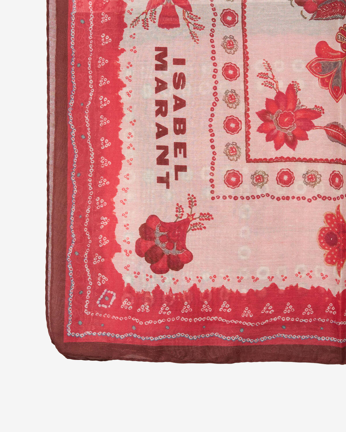 Luana cotton and silk bandana print pareo - Red and ecru - Woman - 2