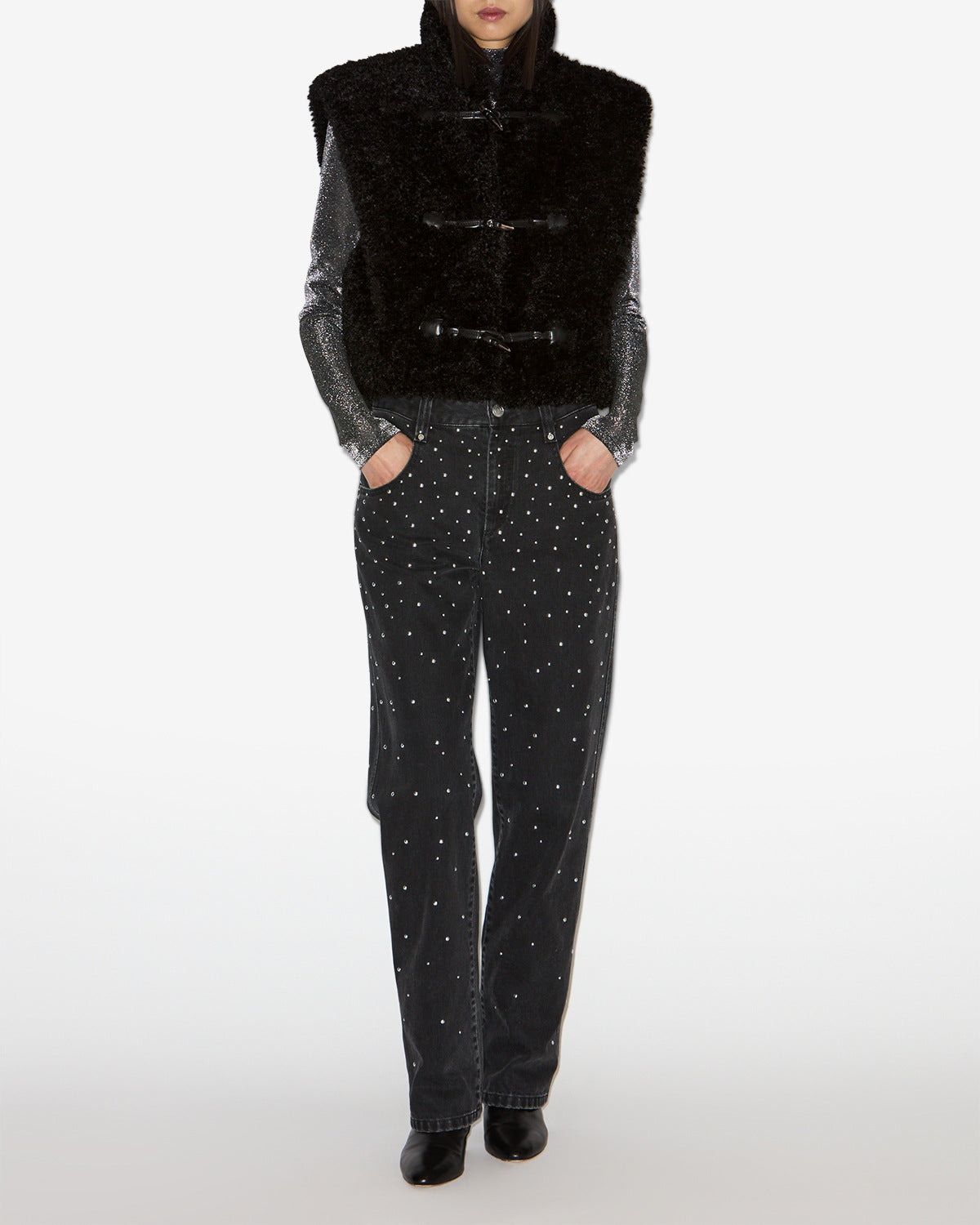 Alisa faux fur vest - Black - Woman - 1