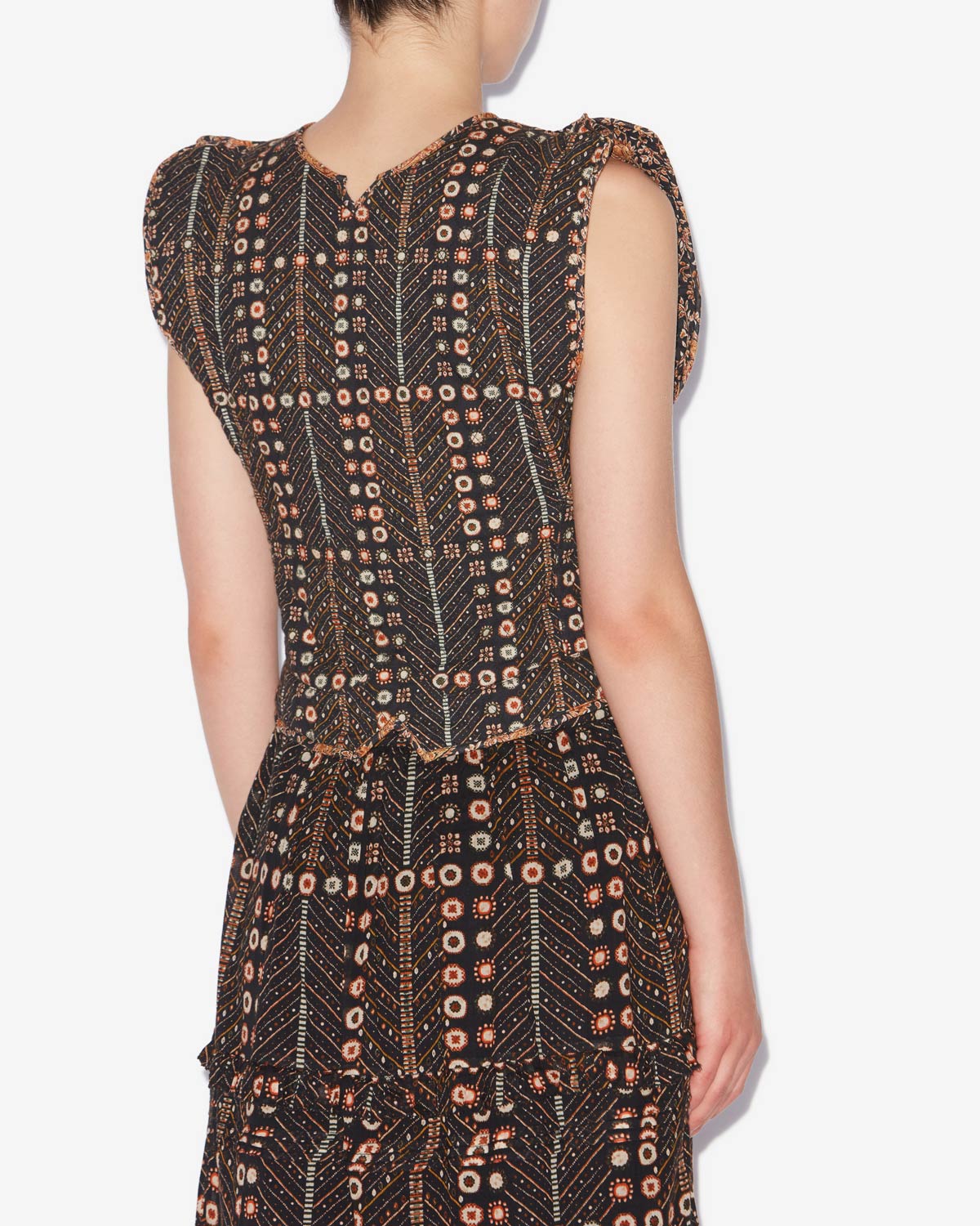 Gilet court cerza en coton imprimé et brodé - Noir délavé - Woman - 4