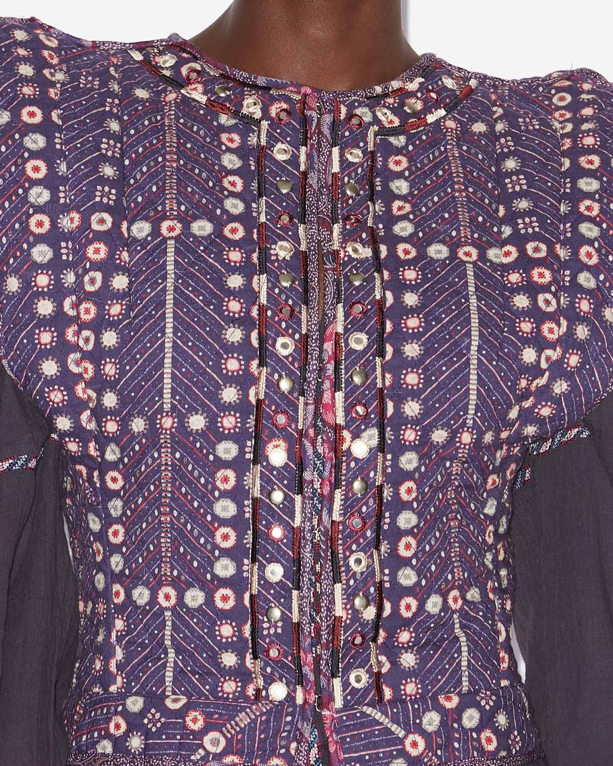 Cárdigan corto de algodón estampado y bordado cerza - Púrpura - Woman - 2