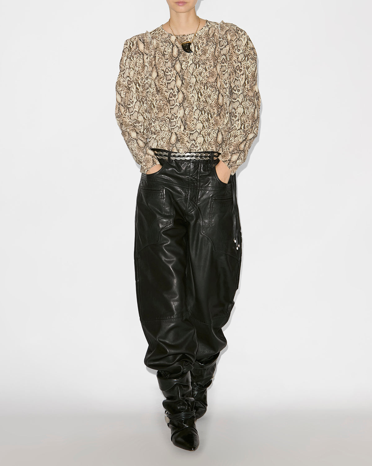 자르가 주름진 실크 프린트 블라우스 - 자연스러운 - Woman - 1