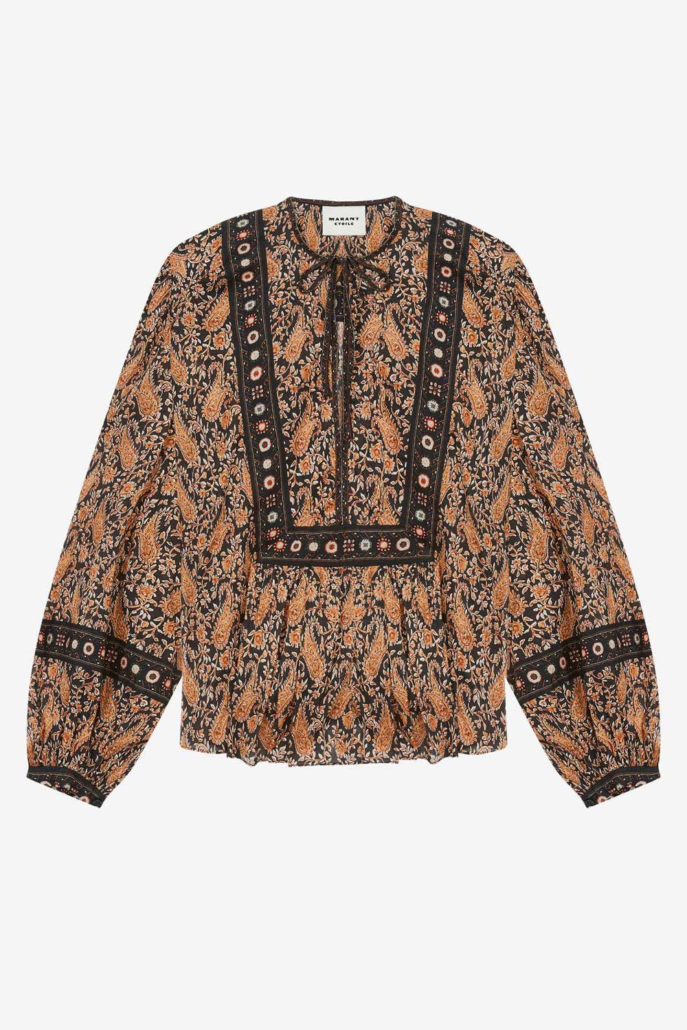 Blusa gayle de voile de algodón estampado - Negro - Woman - 1