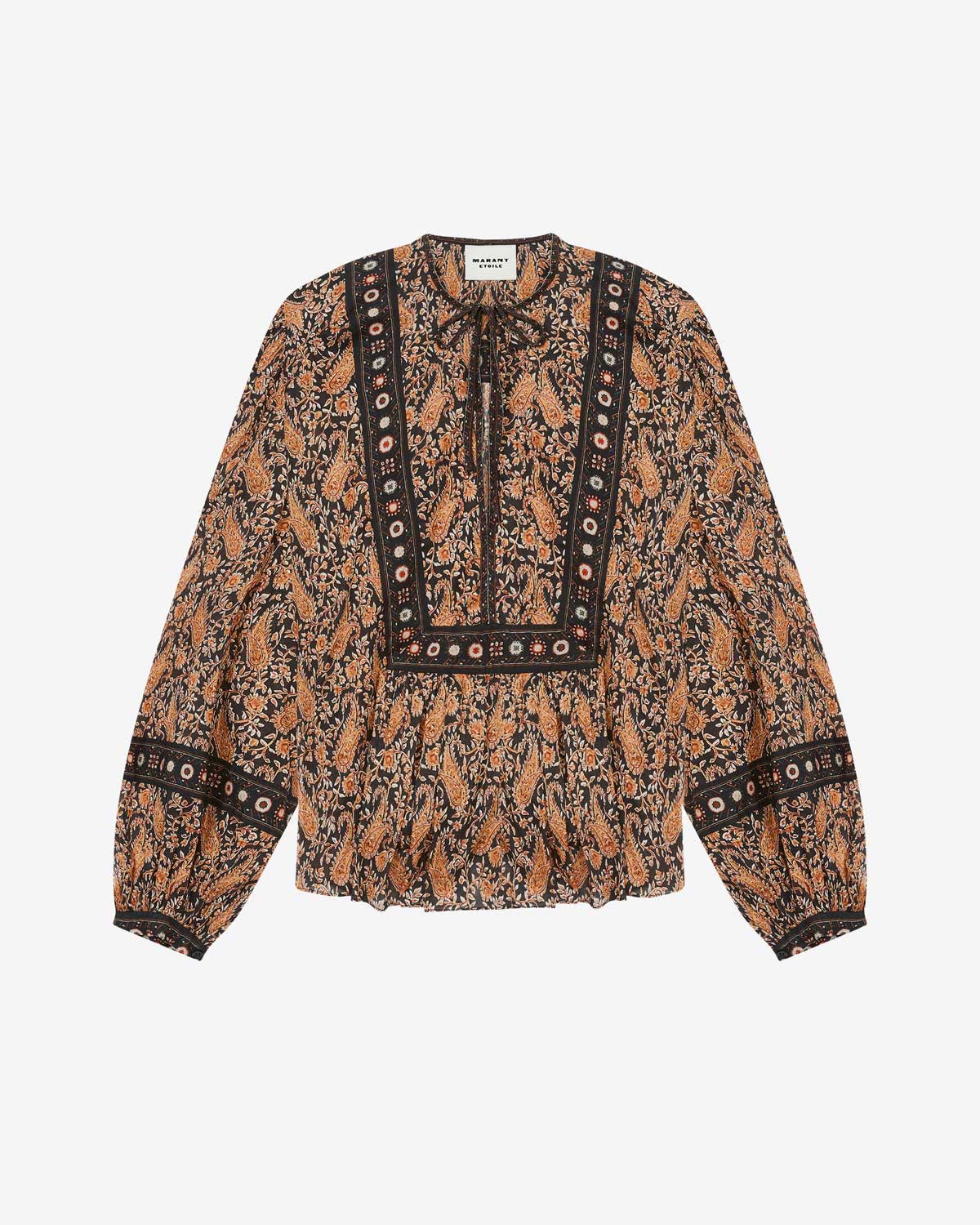 Blusa gayle de voile de algodón estampado - Negro - Woman - 5