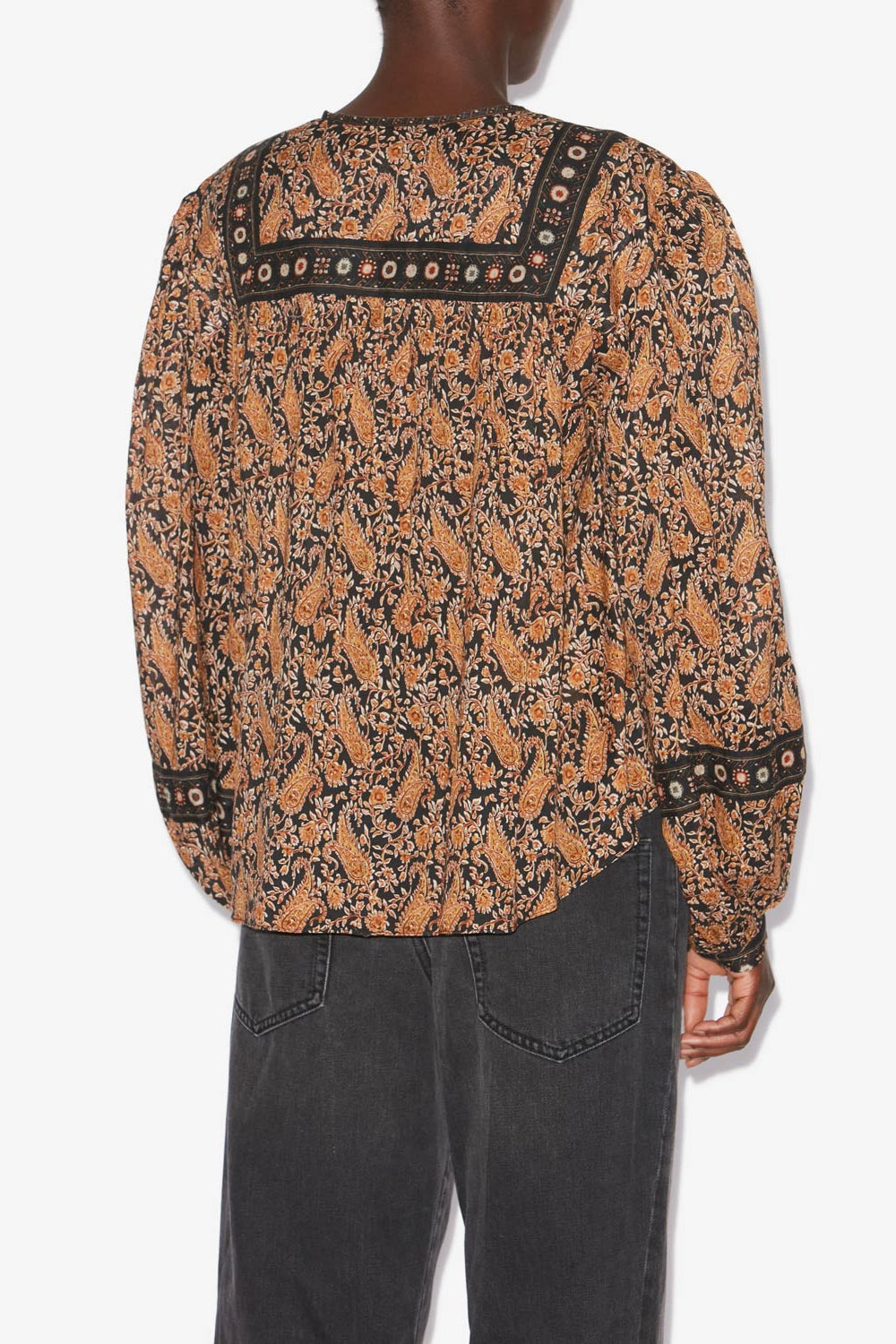 Blusa gayle de voile de algodón estampado - Negro - Woman - 5