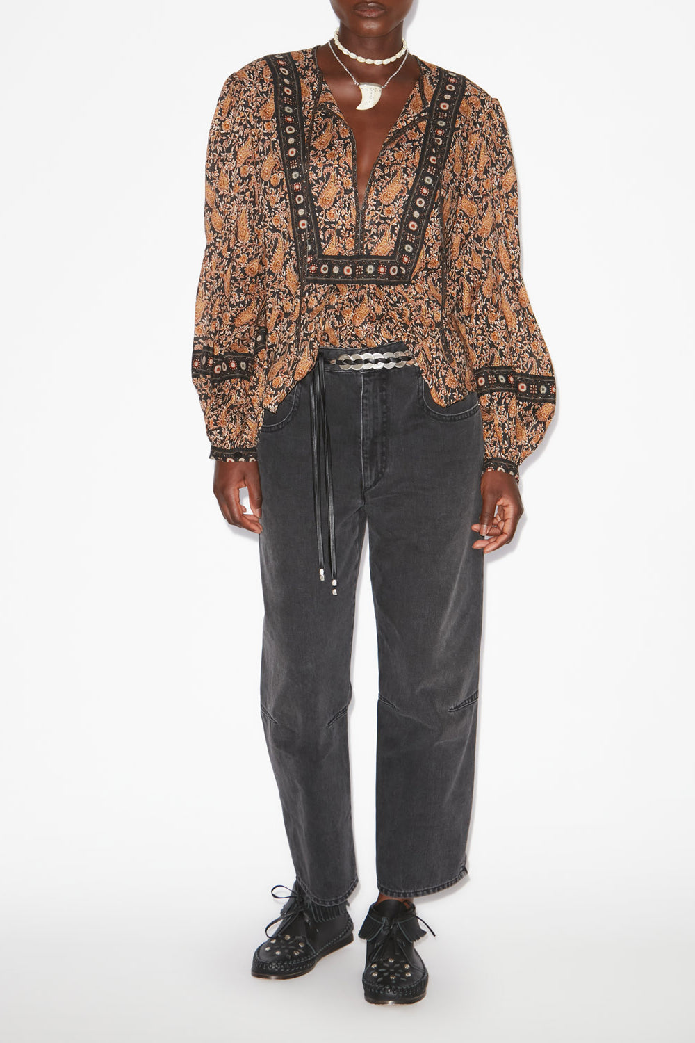 Blusa gayle de voile de algodón estampado - Negro - Woman - 2