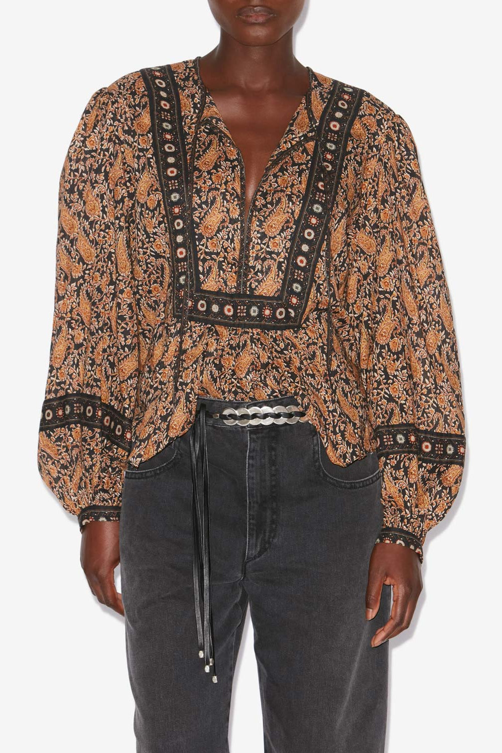 Blusa gayle de voile de algodón estampado - Negro - Woman - 4