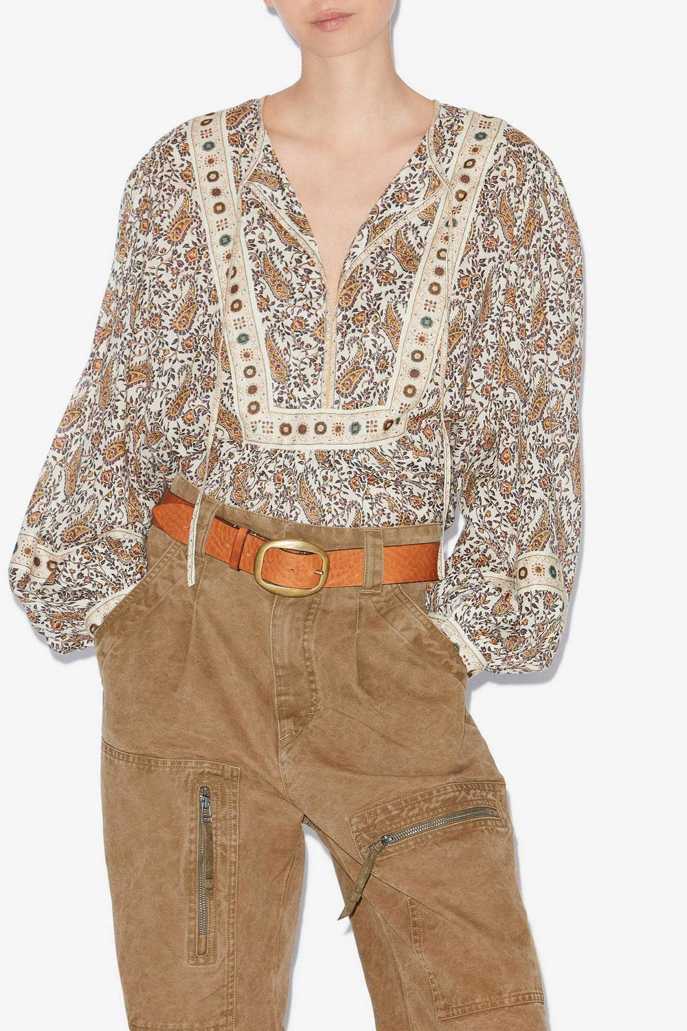 Blouse gayle en voile de coton imprimé  - Écru - Woman - 4