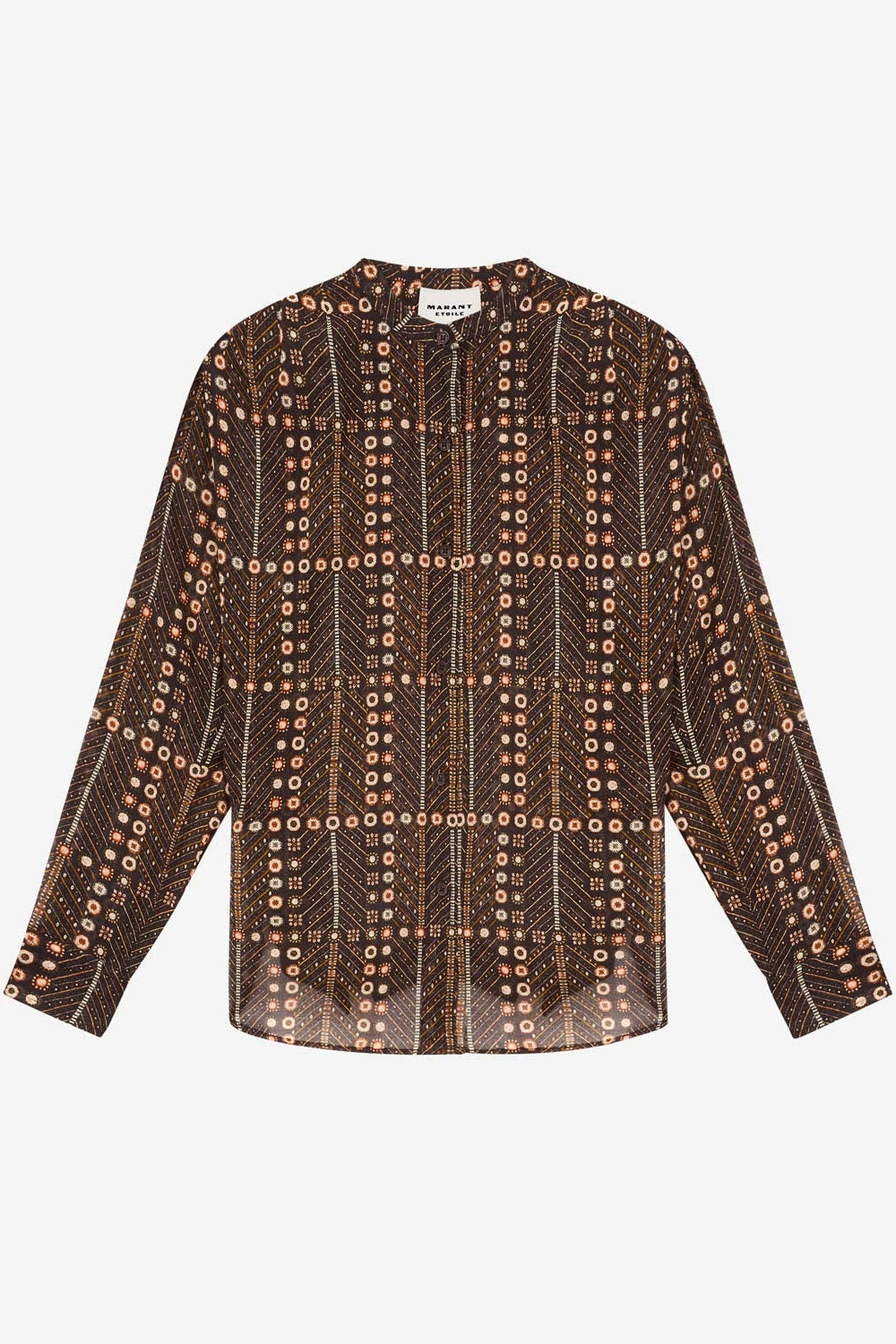 멕시카 프린트 코튼 베일 블라우스 - 검정으로 씻어낸 - Woman - 1