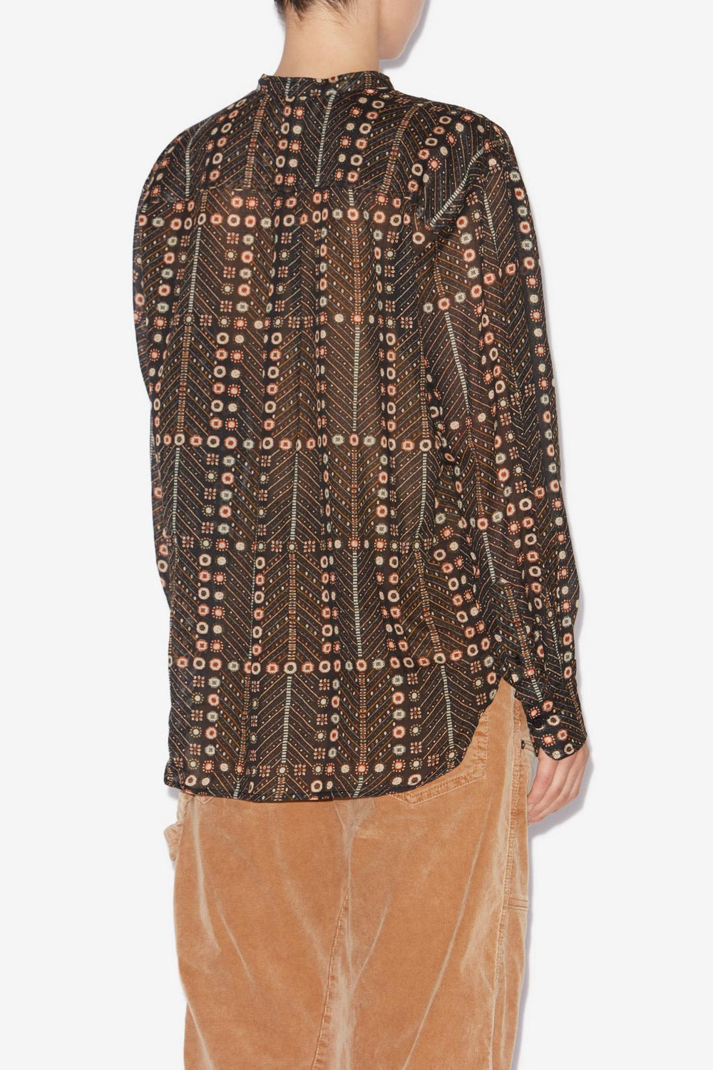 멕시카 프린트 코튼 베일 블라우스 - 검정으로 씻어낸 - Woman - 5