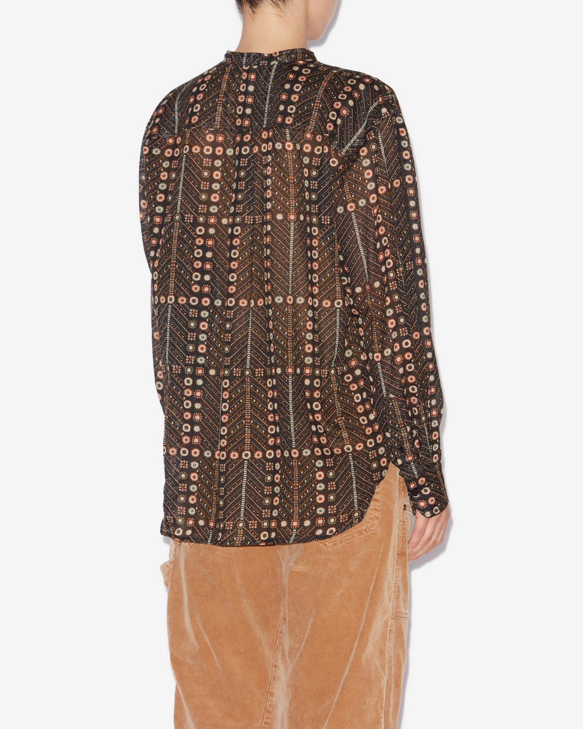 Chemisier mexika en voile de coton imprimé - Noir délavé - Woman - 4