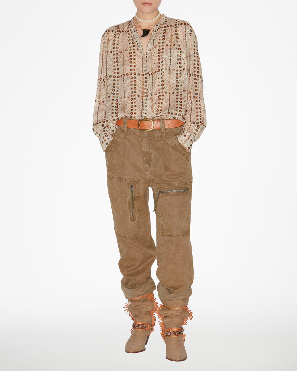 Chemisier mexika in voile di cotone con stampa - Ecru - Woman - 1