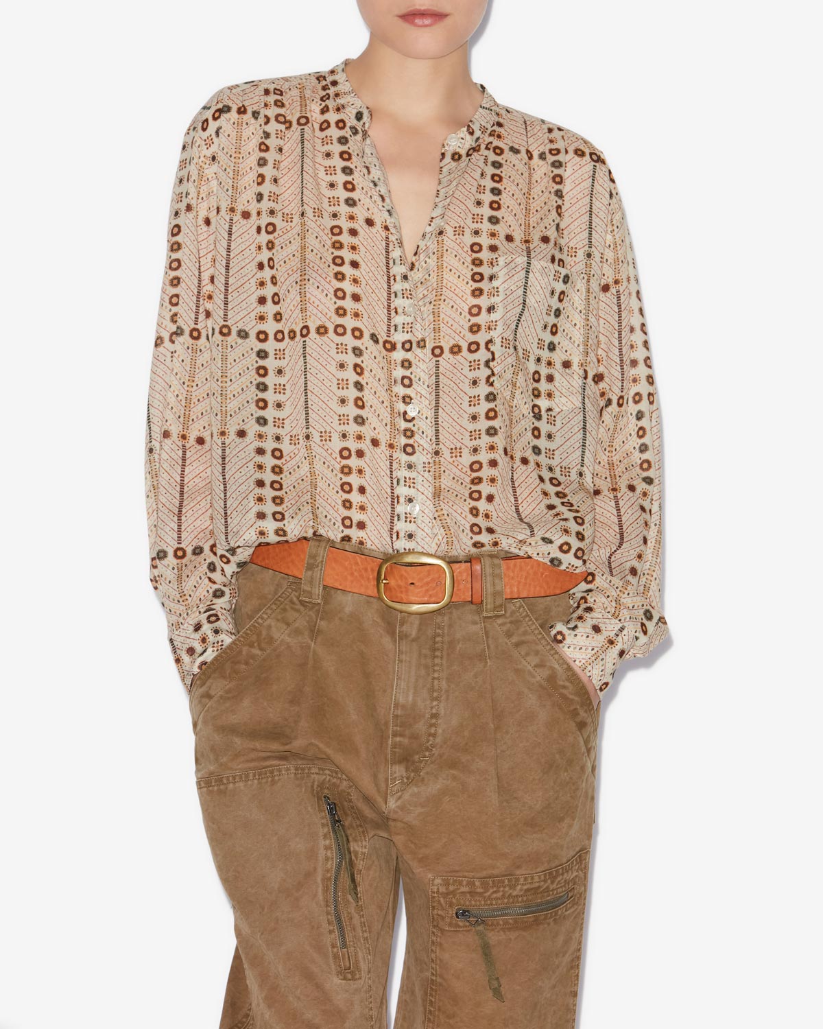 Chemisier mexika in voile di cotone con stampa - Ecru - Woman - 3