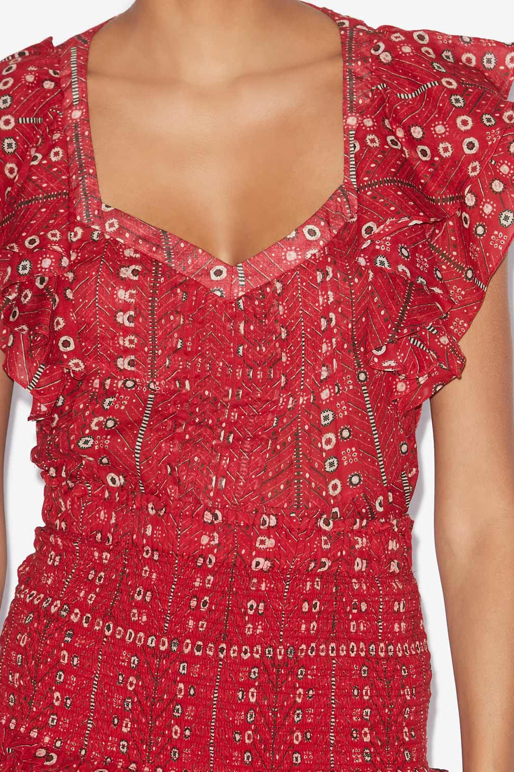 Top madrana de voile de algodón estampado - Rojo - Woman - 3