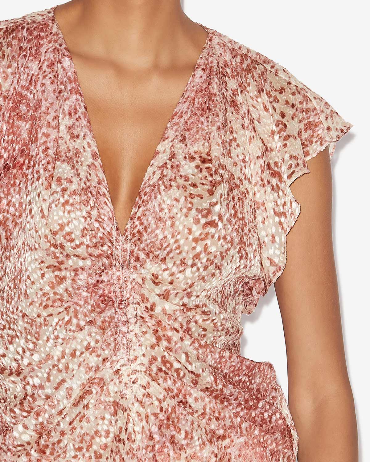 로네아 데보레 벨벳 플루이드 탑 - Light red/ecru - Woman - 2