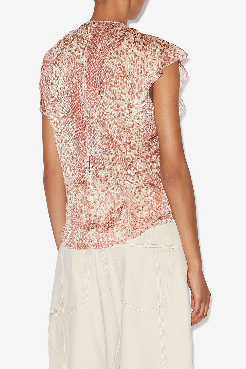 Lonea 透かし織ベルベット フルイドトップス - Light red/ecru - Woman - 5