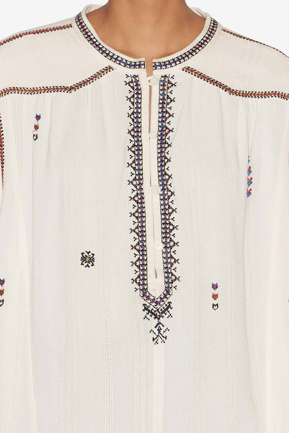 Blusa pelson de gasa bordada - Crudo - Woman - 3