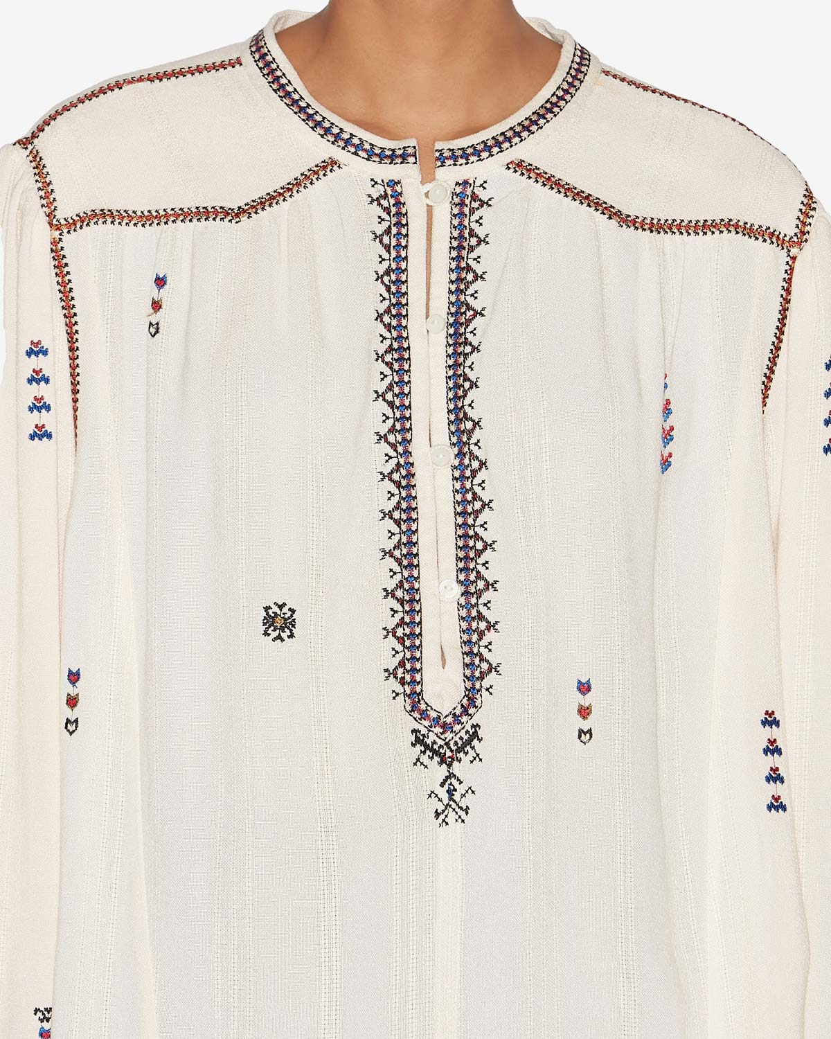 Blusa pelson de gasa bordada - Crudo - Woman - 2