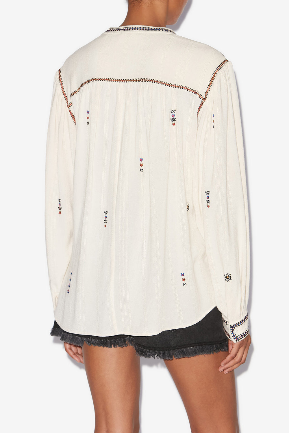 Blusa pelson de gasa bordada - Crudo - Woman - 5