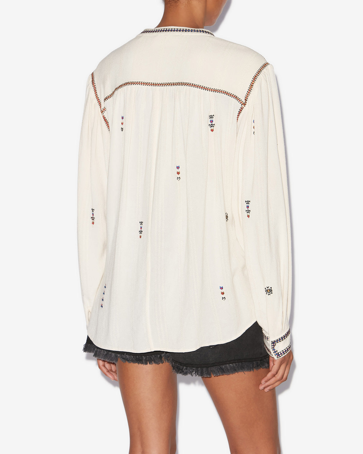 Blusa pelson de gasa bordada - Crudo - Woman - 4