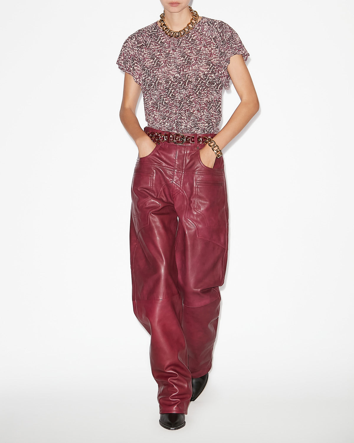 Top tullya uni à plis - Violet-écru - Woman - 1