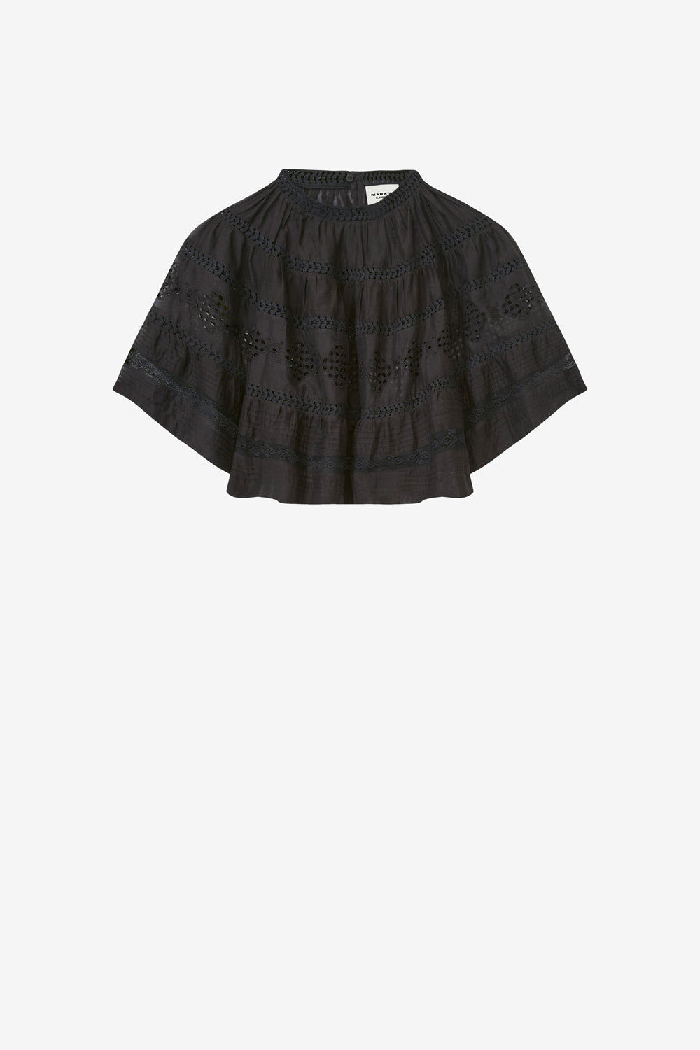 Top de gasa de algodón trabajado dilama - Negro - Woman - 1