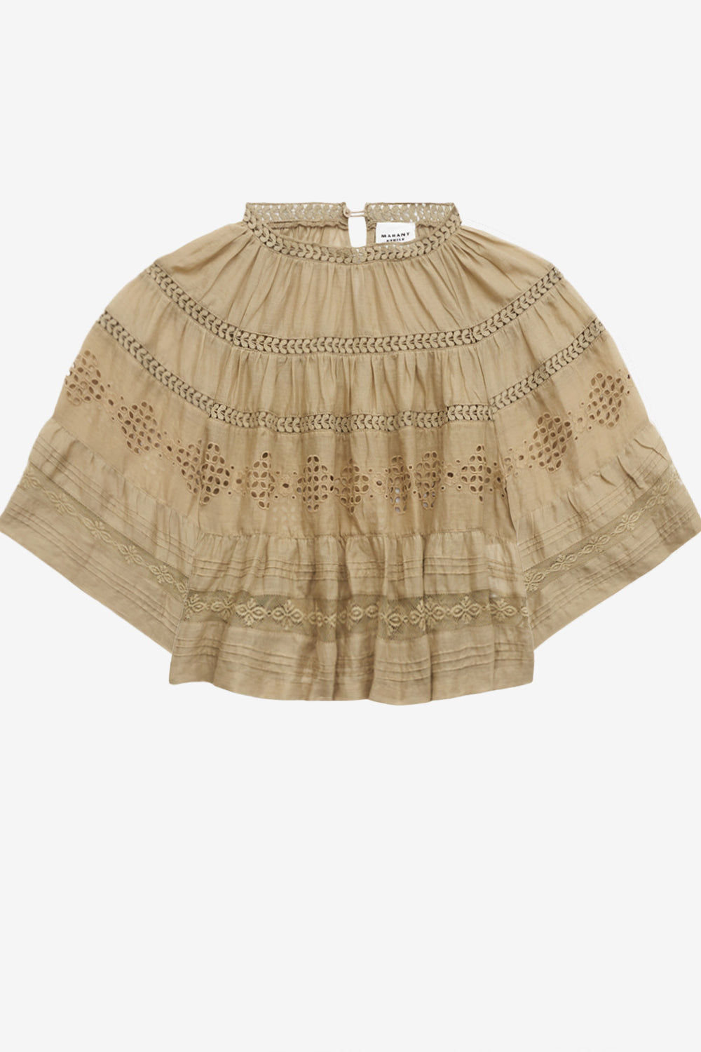 Dilama openwork cotton voile top - Light khaki - Woman - 1