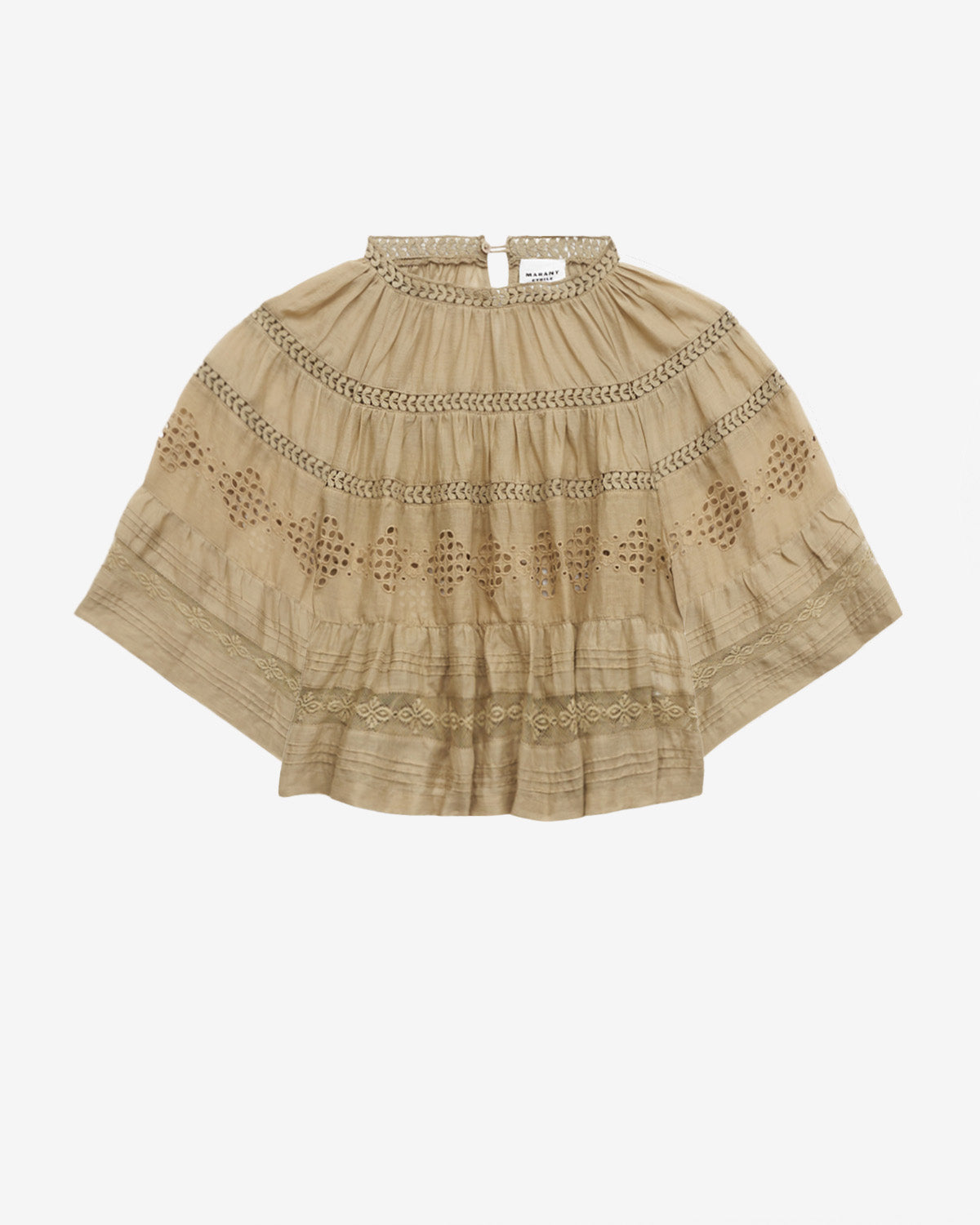 Top de gasa de algodón trabajado dilama - Light khaki - Woman - 5