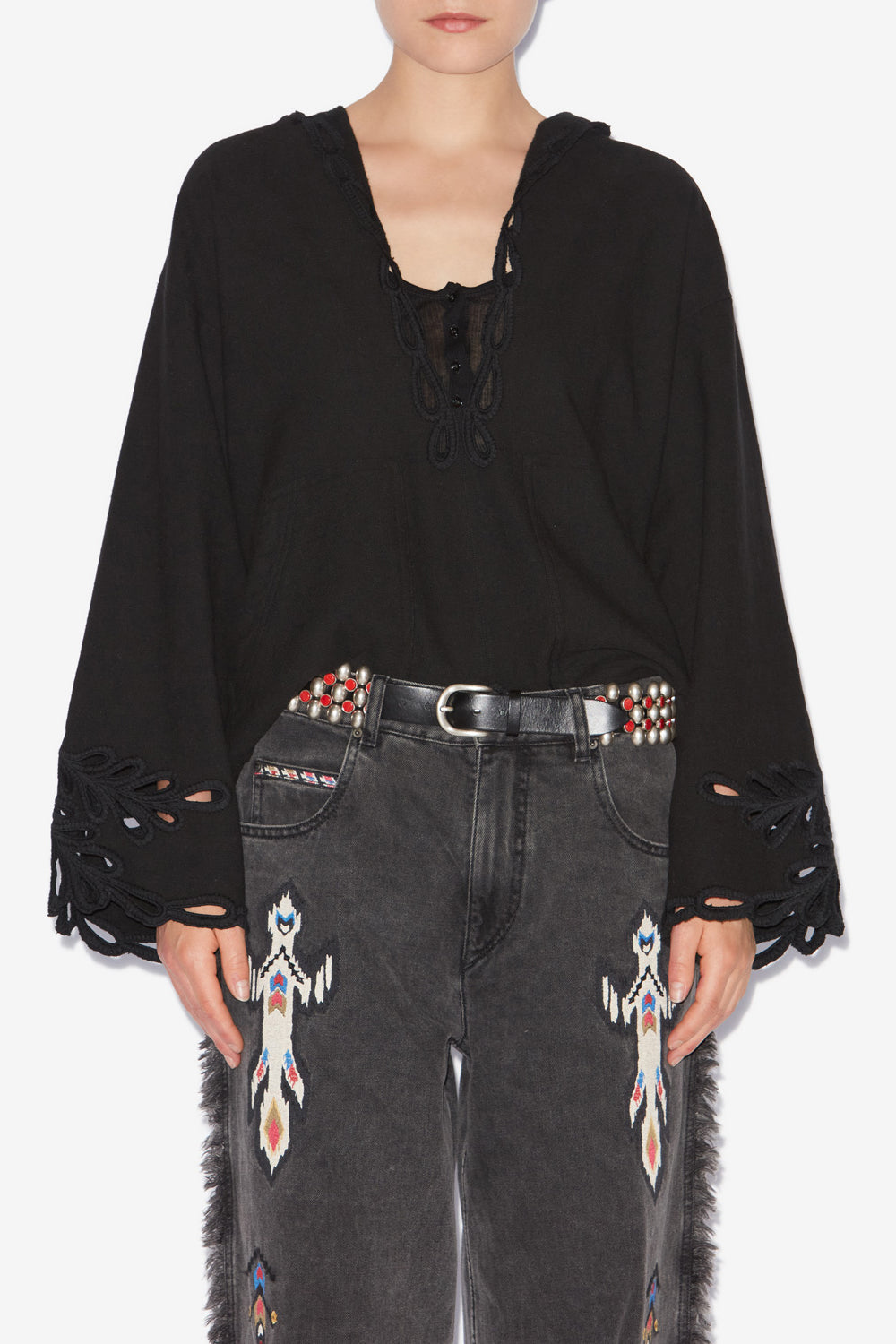 Top con bordado calado solvi - Negro lavado - Woman - 4