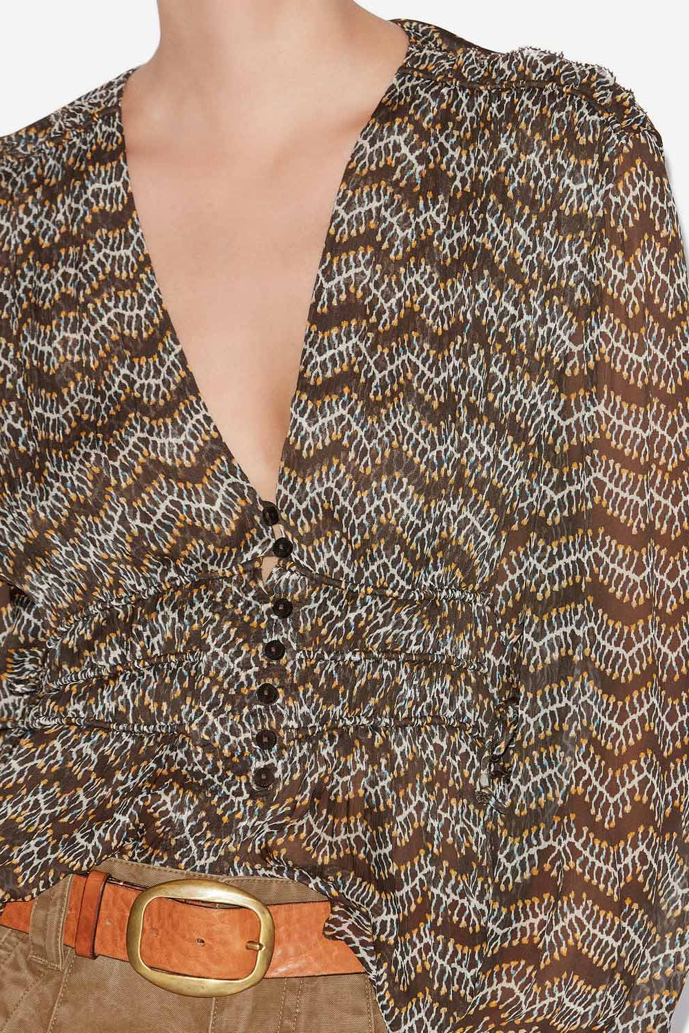 Axeline ギャザーシフォン トップス - ウォッシュドブラック - Woman - 3