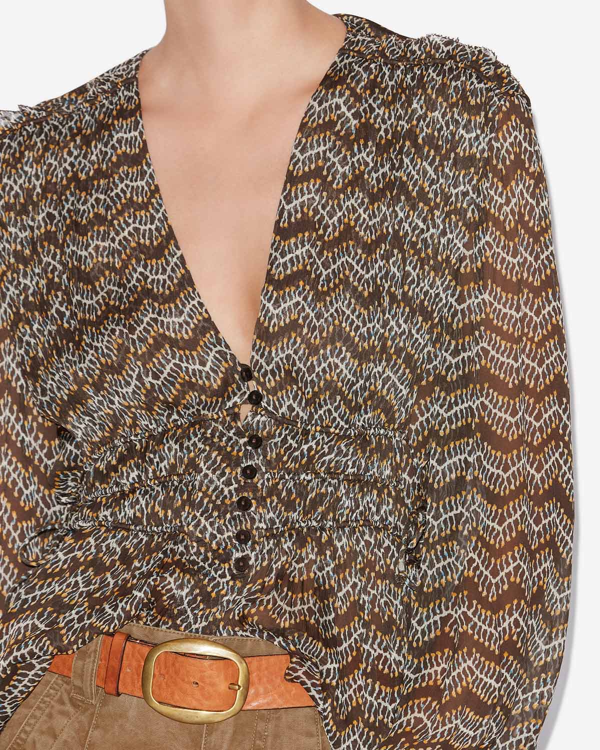 액셀라인 주름진 시폰 탑 - 검정으로 씻어낸 - Woman - 2