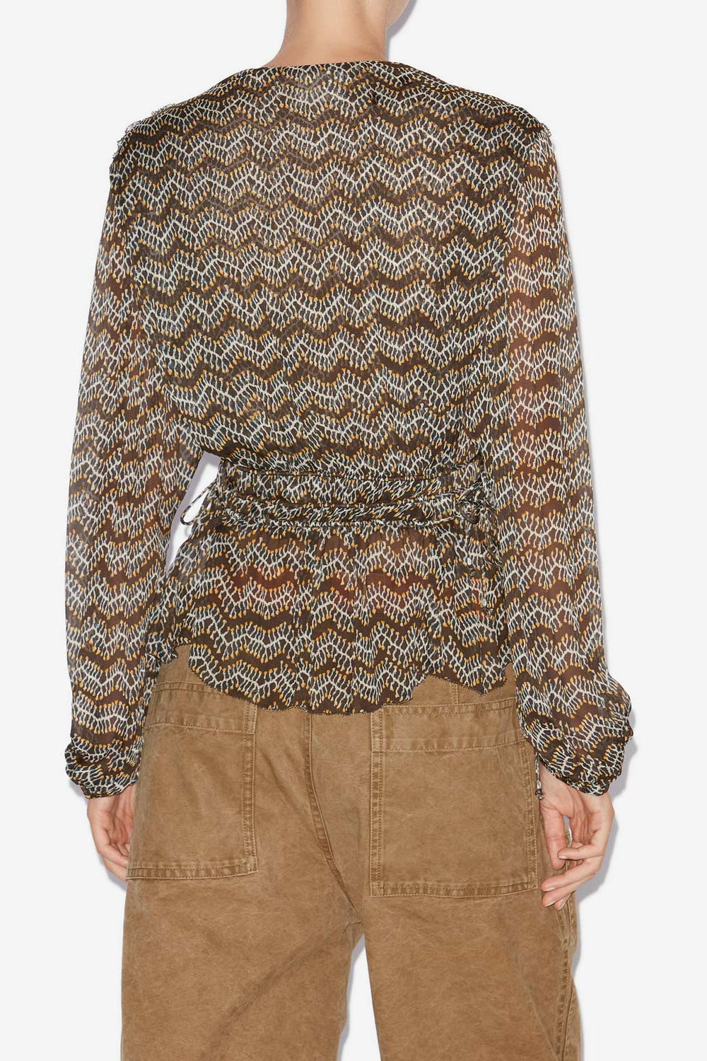 Axeline ギャザーシフォン トップス - ウォッシュドブラック - Woman - 5