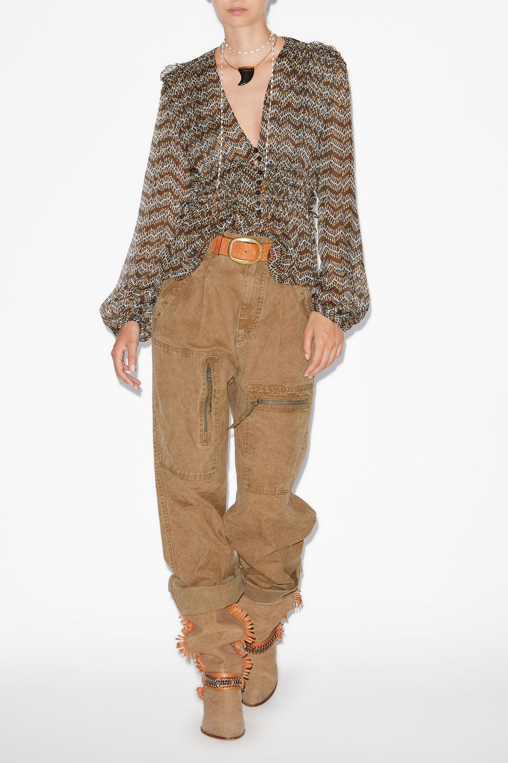 Axeline ギャザーシフォン トップス - ウォッシュドブラック - Woman - 2