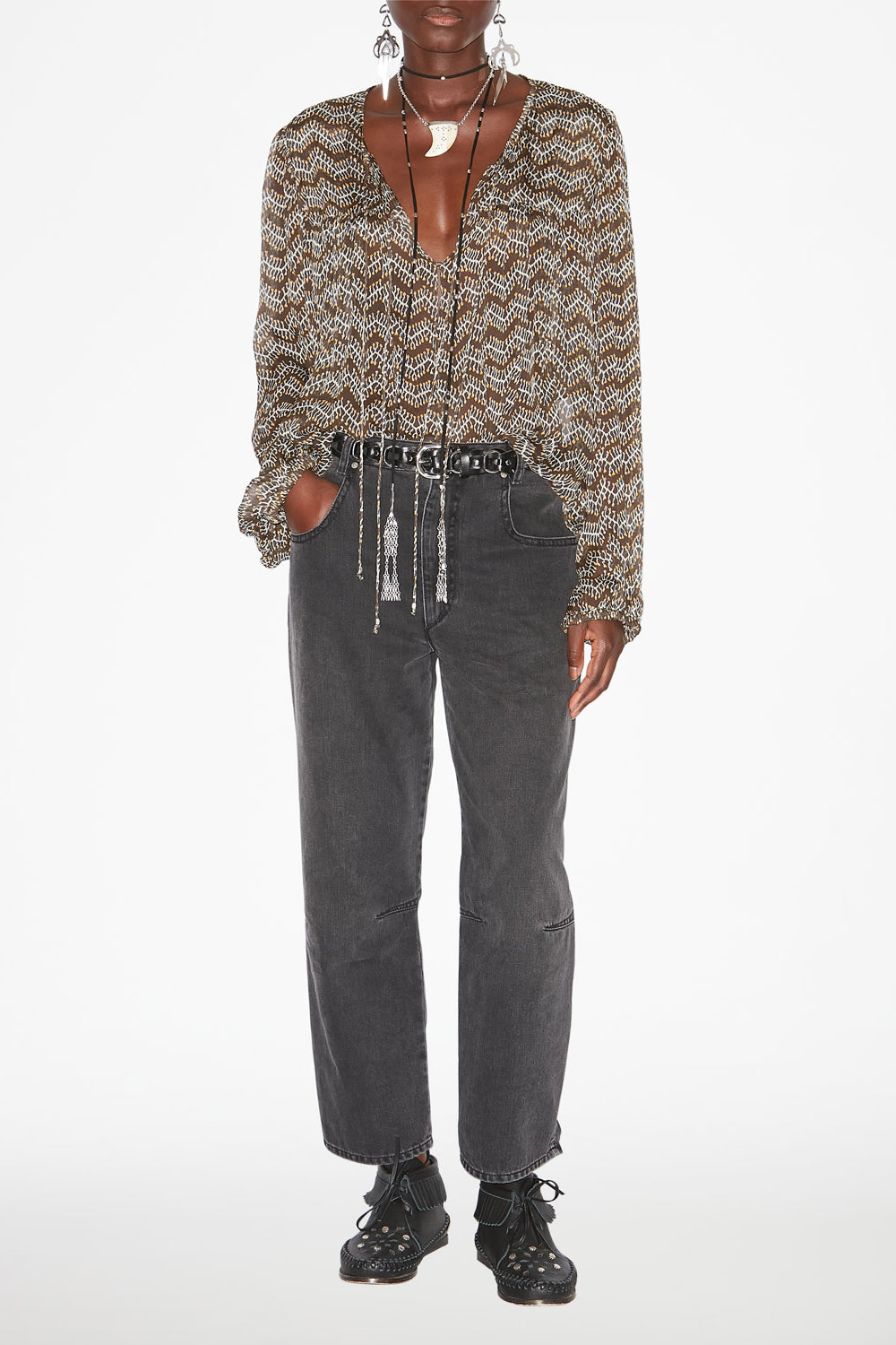 Top de muselina estampada advika - Negro lavado - Woman - 2