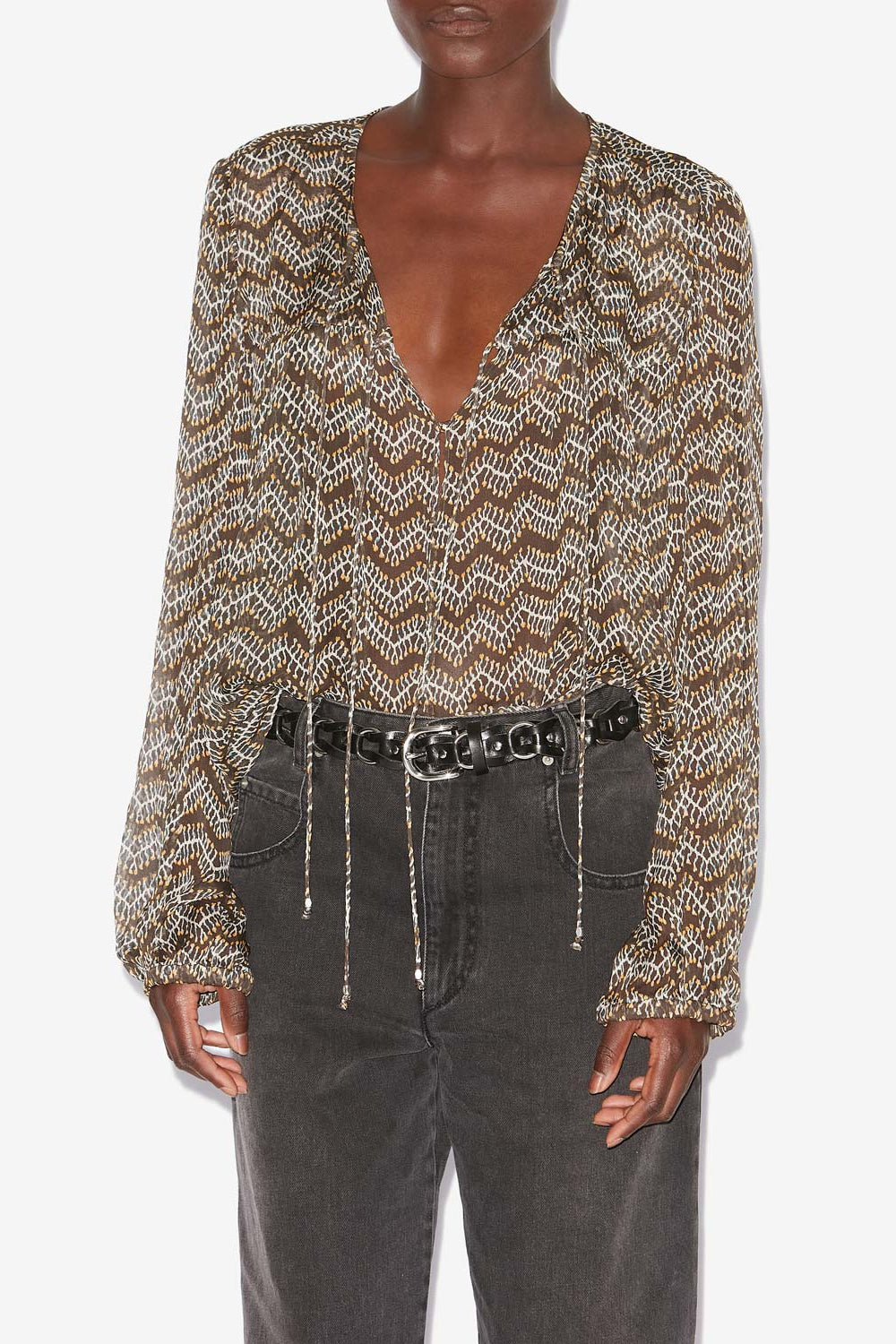 Top de muselina estampada advika - Negro lavado - Woman - 4