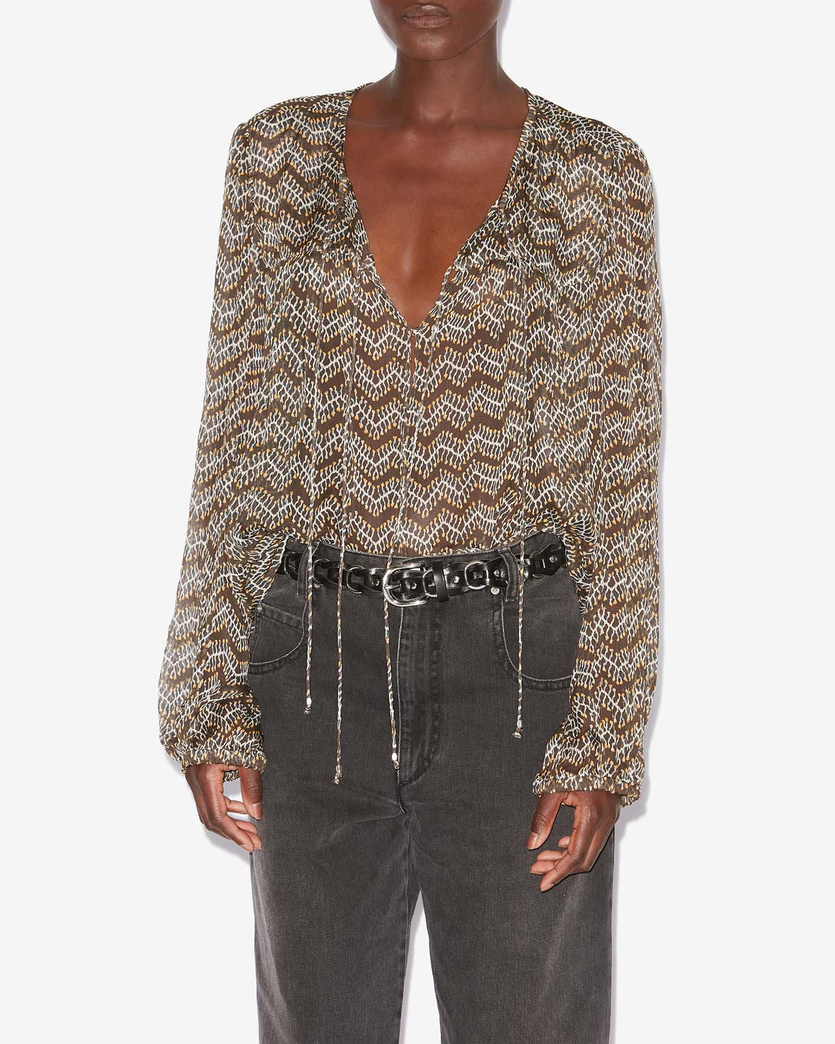 Advika プリント入りモスリン トップス - ウォッシュドブラック - Woman - 3