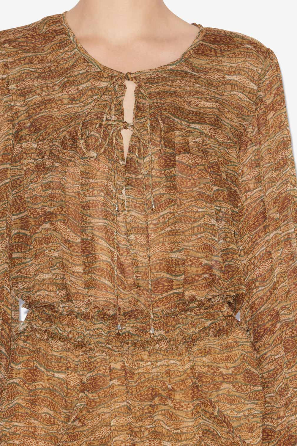 아드비카 프린트 시폰 탑 - 카키색 옷감 - Woman - 3