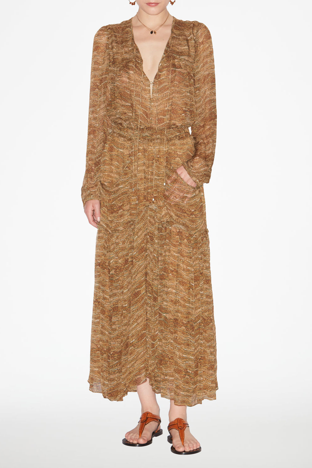 아드비카 프린트 시폰 탑 - 카키색 옷감 - Woman - 2