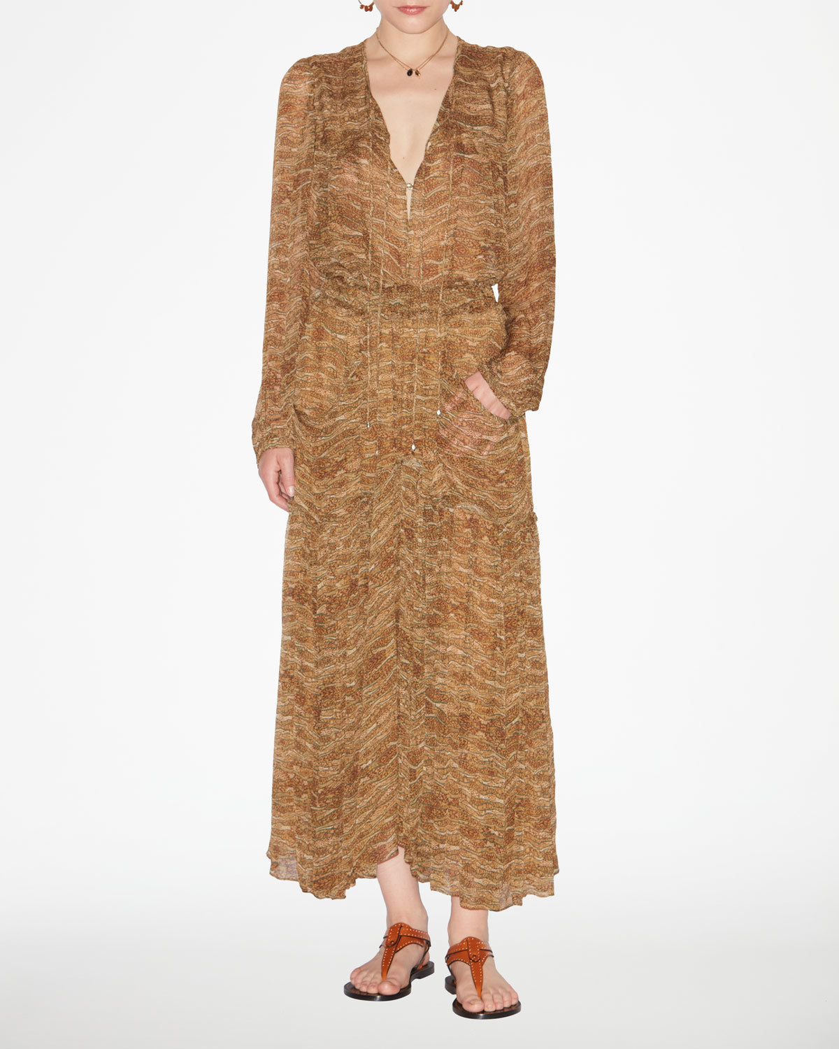 아드비카 프린트 시폰 탑 - 카키색 옷감 - Woman - 1