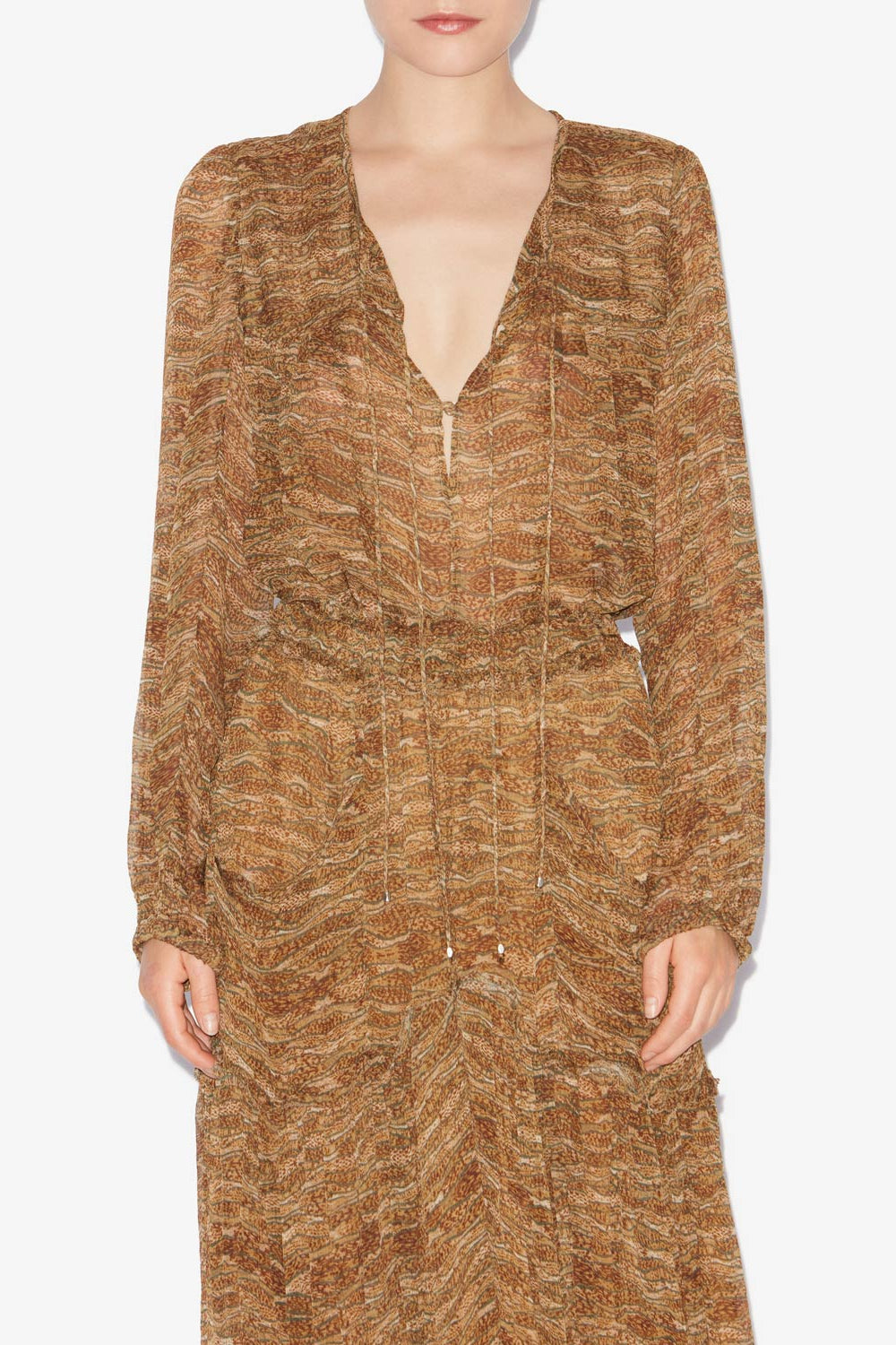 아드비카 프린트 시폰 탑 - 카키색 옷감 - Woman - 4