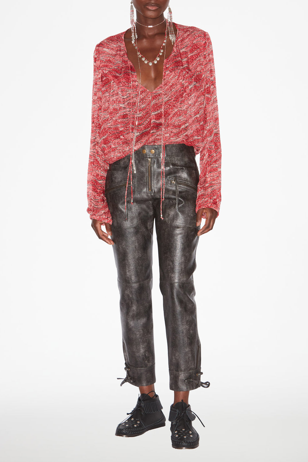 Advika printed muslin top - Red - Woman - 2