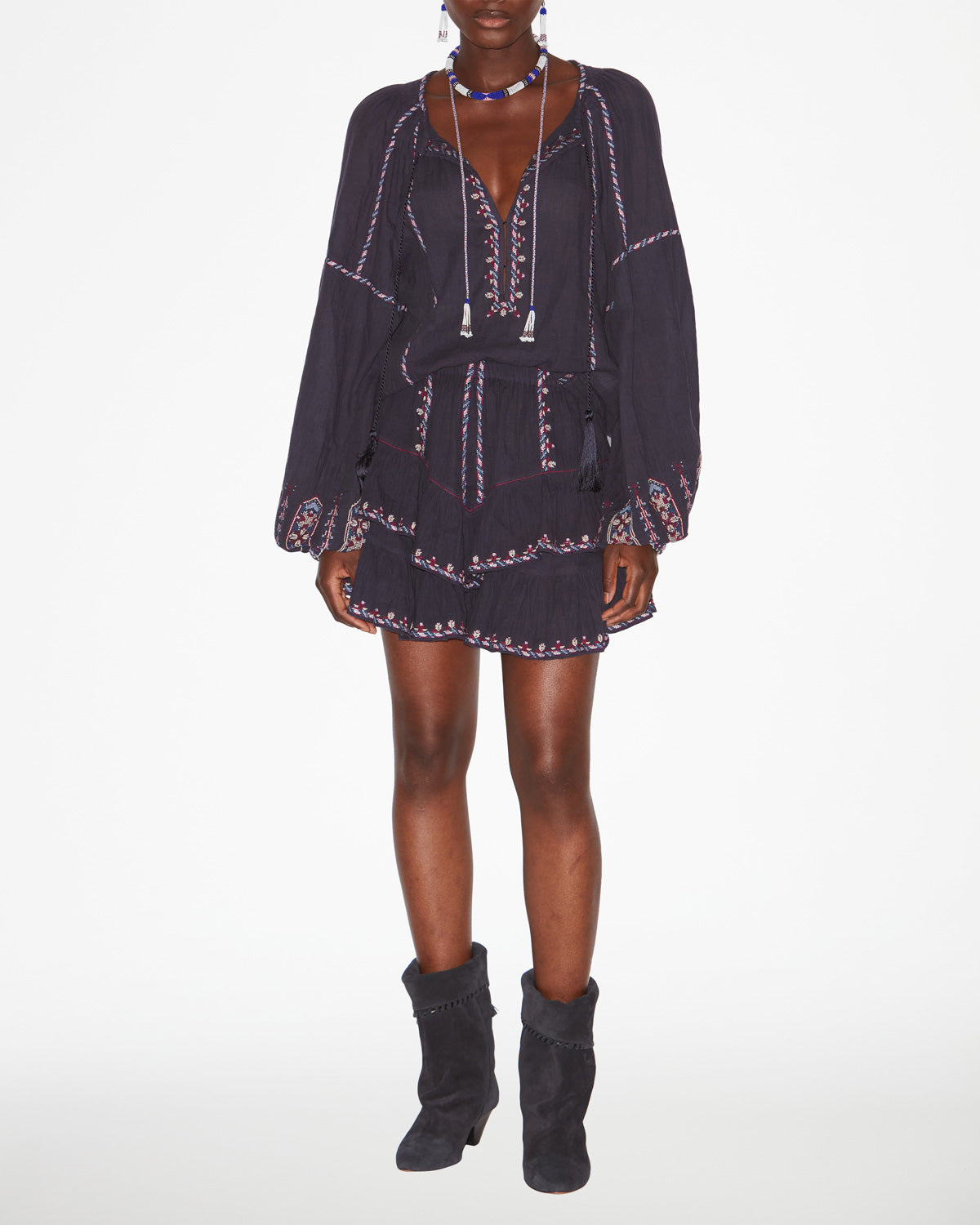 Top fernanda de gasa bordada - Faded night/lilac - Woman - 1