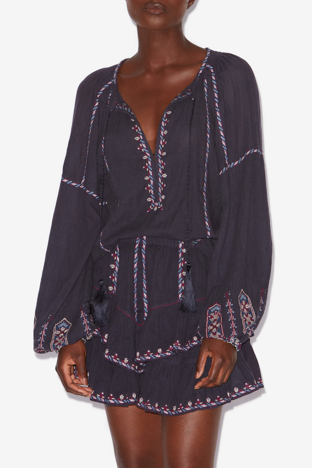 Top fernanda aus bestickter gaze - Faded night/lilac - Woman - 4