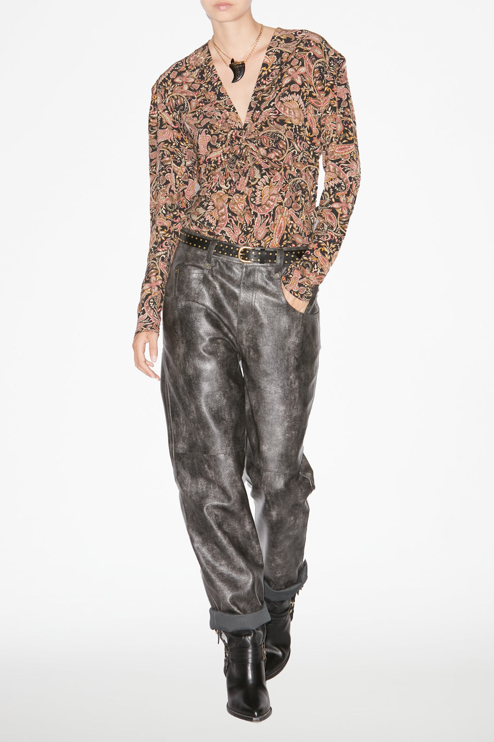 Zekia ロングスリーブ プリント入りトップス - Black-ochre - Woman - 2