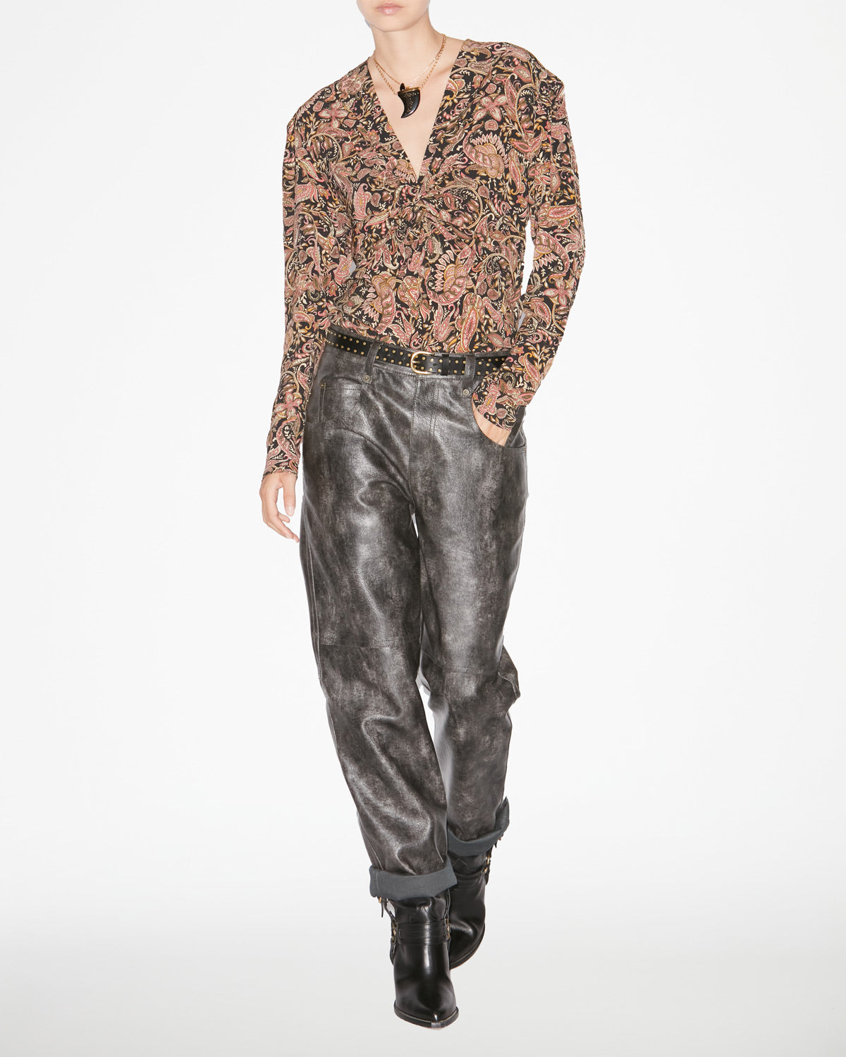 Zekia ロングスリーブ プリント入りトップス - Black-ochre - Woman - 1