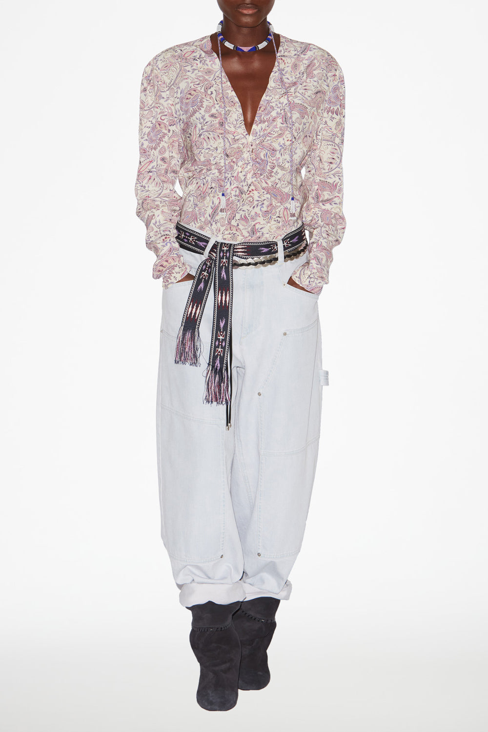 Top estampado de manga larga zekia - Ecru-purple - Woman - 2