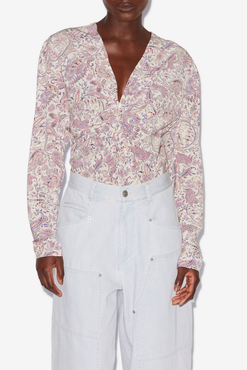 Top estampado de manga larga zekia - Ecru-purple - Woman - 4