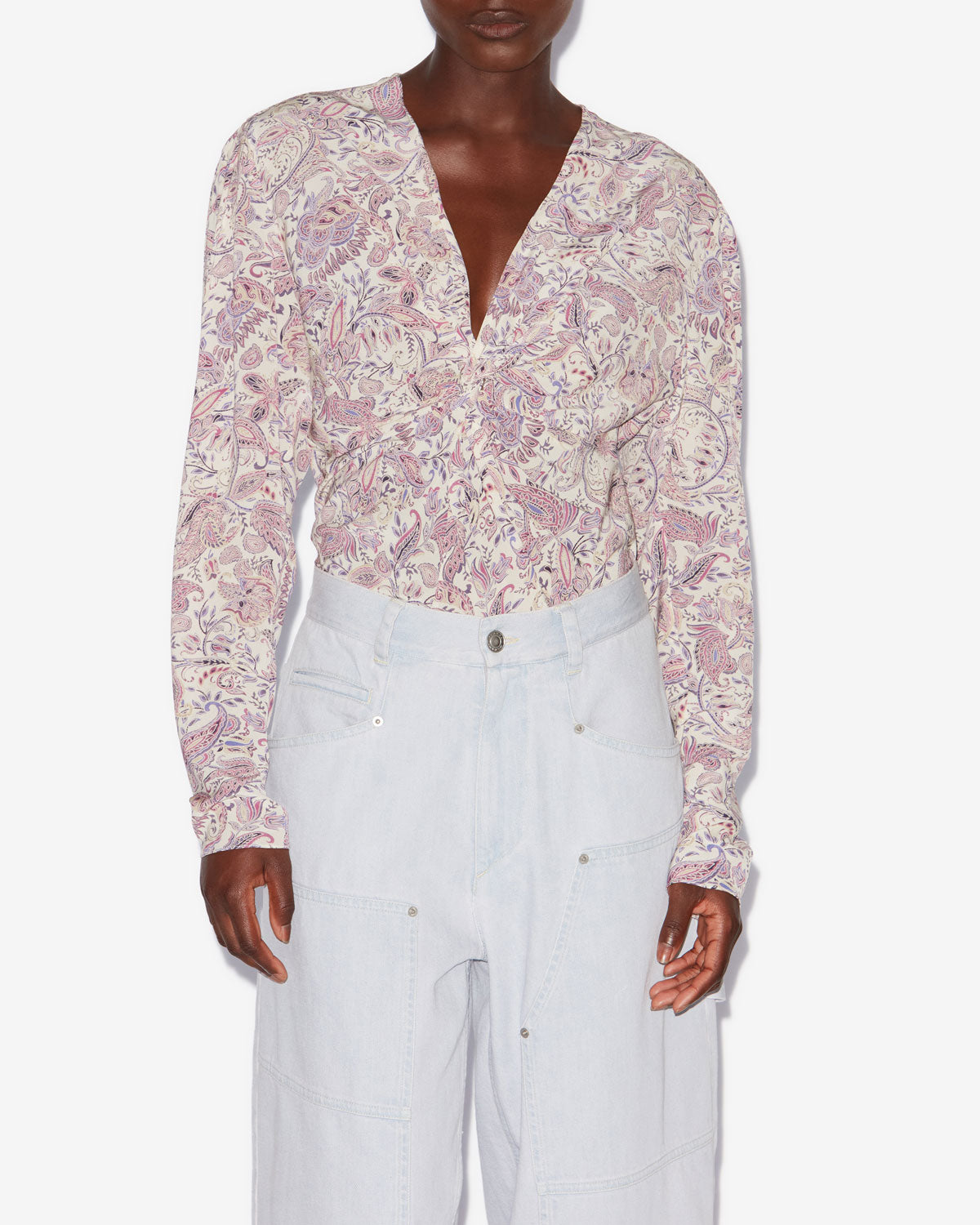 Zekia printed long-sleeve top - Ecru-purple - Woman - 3