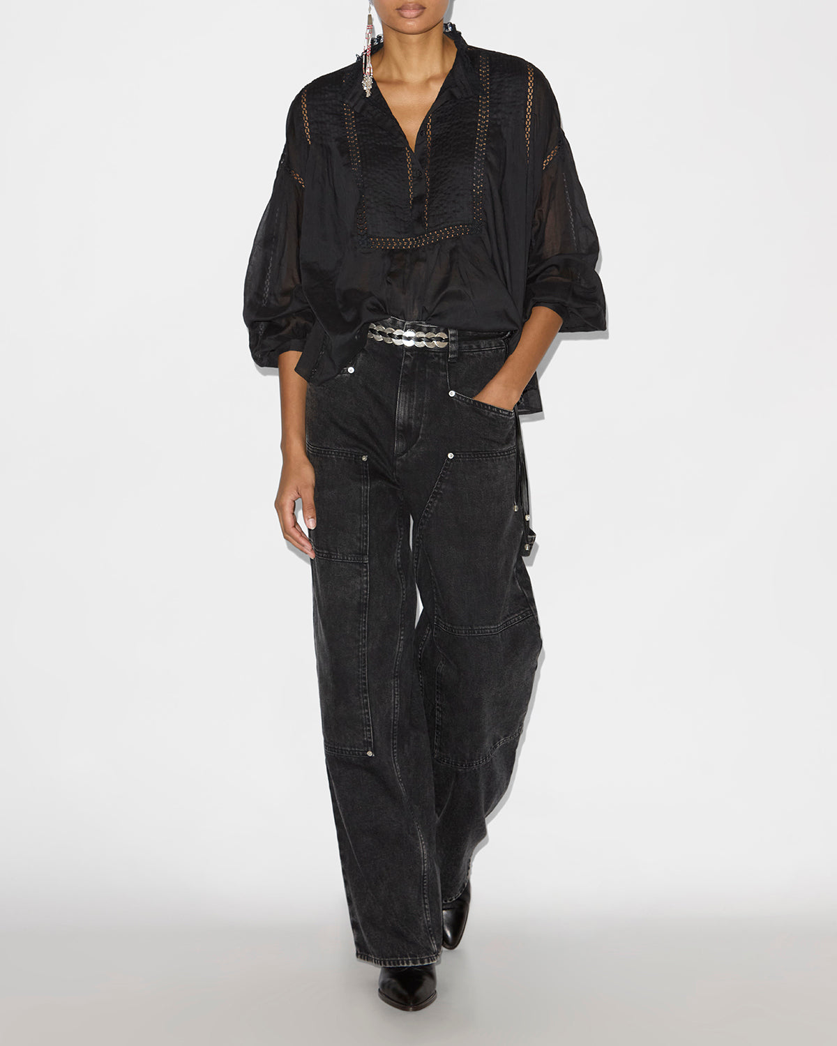 Disia コットンボイル ブラウス - 黒 - Woman - 1