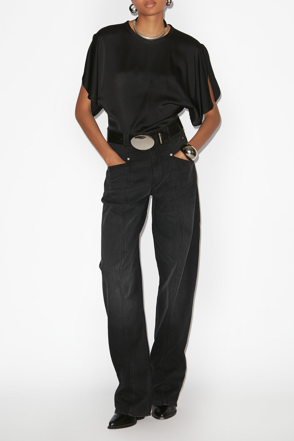 Karlita satin top - Black - Woman - 2